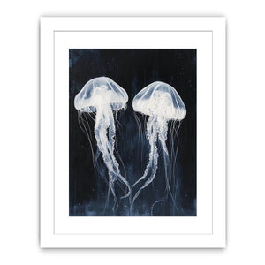 jellyfish black and white Streched canvas