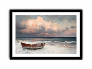Boat on shore Art Print
