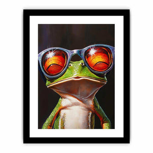 Green Tree Frog with Glasses Art Print