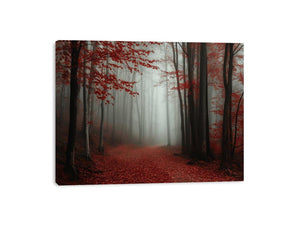 Misty Red Forest Canvas Print