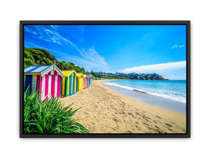 Beach Huts Along The Shore Painting