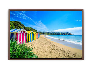 Beach Huts Along The Shore Poster