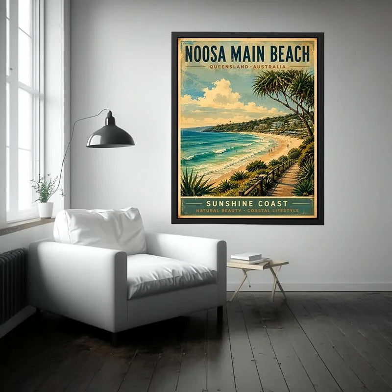 Noosa Main Beach Vintage Travel Poster