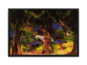 Reading man in park by August Macke Canvas Print