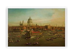 The River Thames with St. Paul's Cathedral on Lord Mayor's Day, detail of St. Paul's Cathedral, c.1747-48 Framed Print
