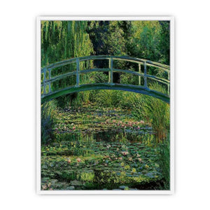 Bridge Over Rose Water Lily Pond Framed Print