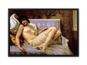 Jeune femme denudée sur canape (Young woman naked on a settee) Canvas Print