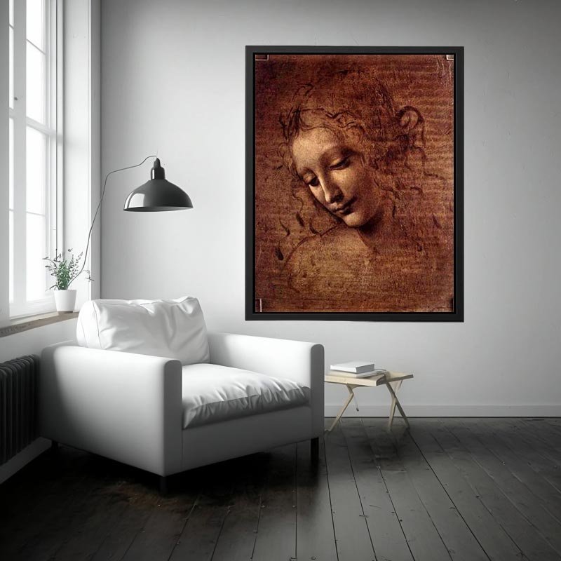 Female head (The Lady of the Dishevelled Hair) (or La Scapigliata) by Leonardo Da Vinci Painting