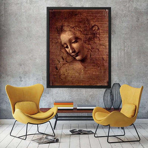 Female head (The Lady of the Dishevelled Hair) (or La Scapigliata) by Leonardo Da Vinci Painting