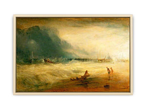 Lifeboat and Manby Apparatus going off to a stranded vessel making signal blue lights of distress , c.1831 Art Print