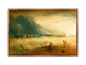 Lifeboat and Manby Apparatus going off to a stranded vessel making signal blue lights of distress , c.1831 Poster