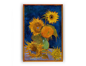 Sunflowers On Blue By Van Gogh canvas Print