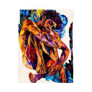 Contemplative figure in vibrant watercolor