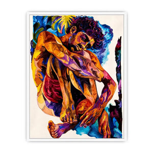 Contemplative figure in vibrant watercolor