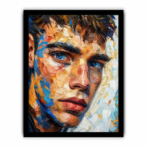 Intense gaze in vibrant impasto portrait