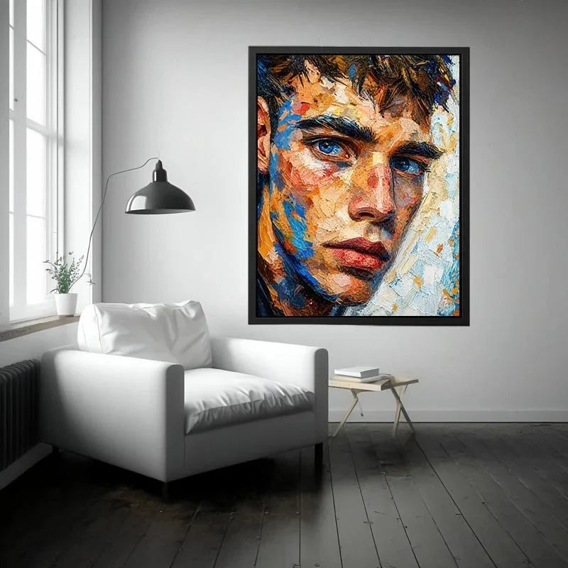 Intense gaze in vibrant impasto portrait