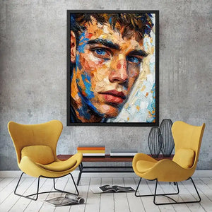 Intense gaze in vibrant impasto portrait