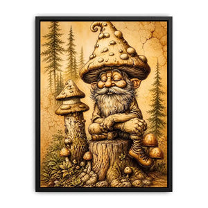 Cozy gnome in a magical woodland