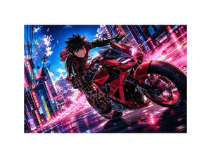Rider in the neon rush