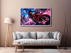 Rider in the neon rush