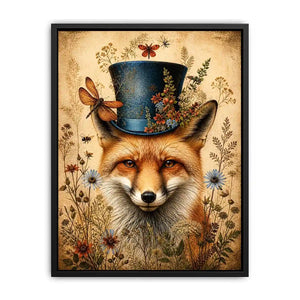 Whimsical fox in a botanical frame