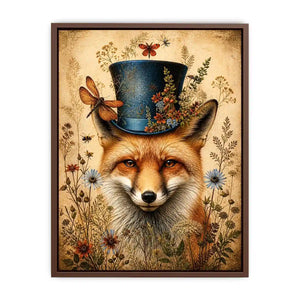 Whimsical fox in a botanical frame