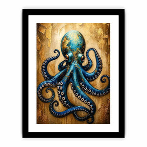 Blue octopus with gold accents