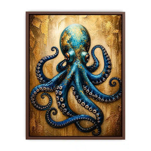 Blue octopus with gold accents