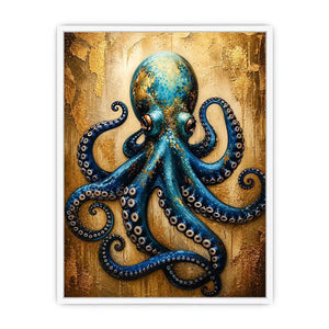 Blue octopus with gold accents