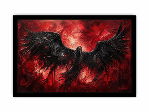 Raven in a storm of red
