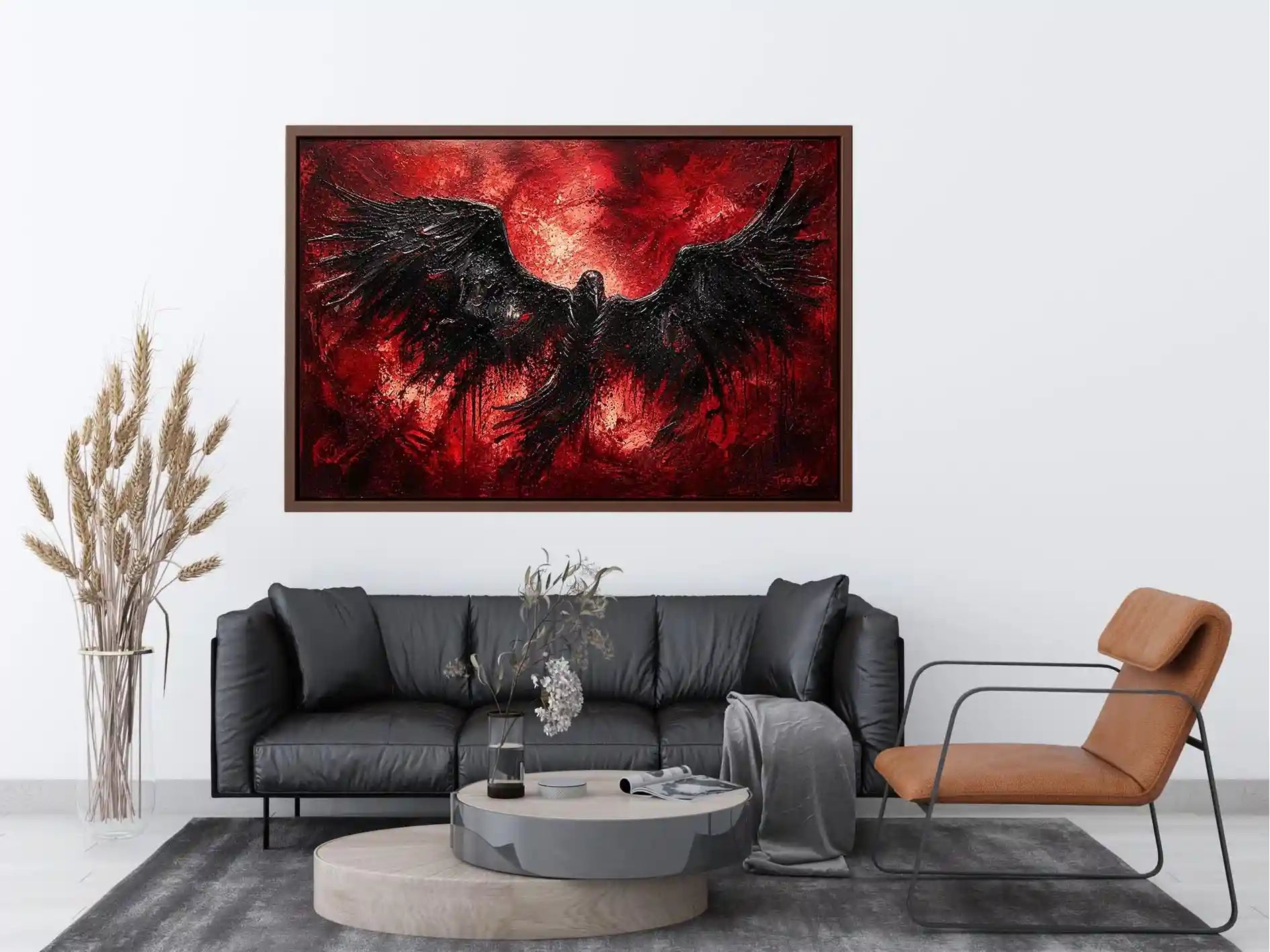 Raven in a storm of red