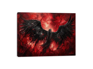 Raven in a storm of red