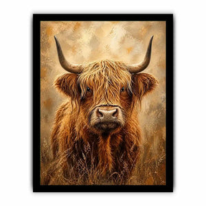 Highland cow portrait with shaggy fur