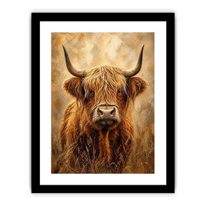 Highland cow portrait with shaggy fur