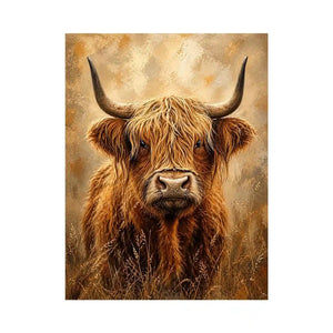 Highland cow portrait with shaggy fur
