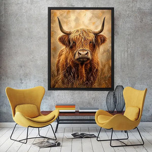 Highland cow portrait with shaggy fur