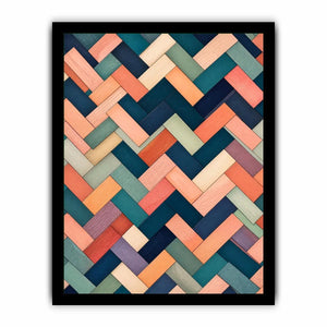 Woven geometric pattern in warm hues
