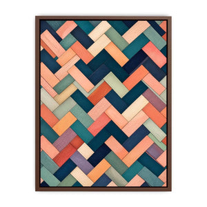 Woven geometric pattern in warm hues
