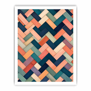Woven geometric pattern in warm hues