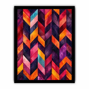 Vibrant chevrons in textured abstraction
