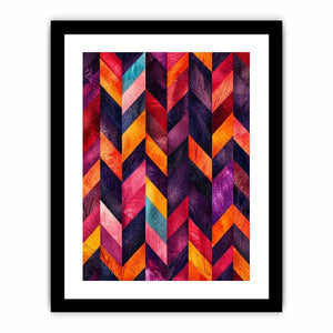 Vibrant chevrons in textured abstraction