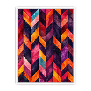 Vibrant chevrons in textured abstraction