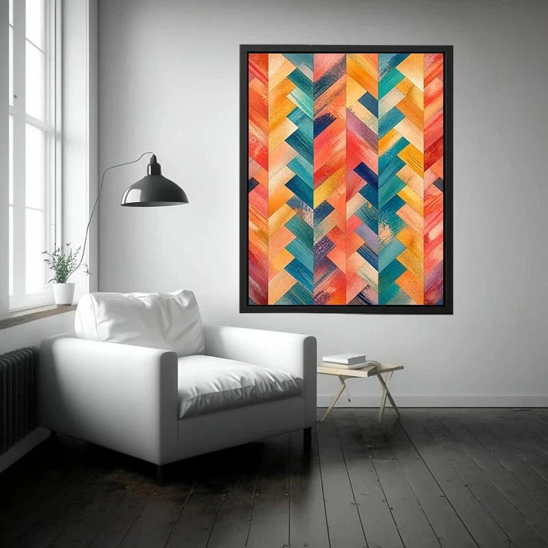 Vibrant chevron pattern with textured layers