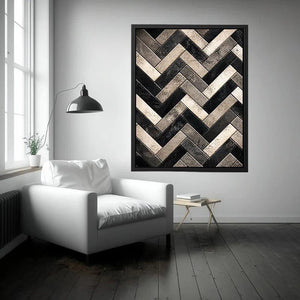Geometric herringbone in monochrome tones