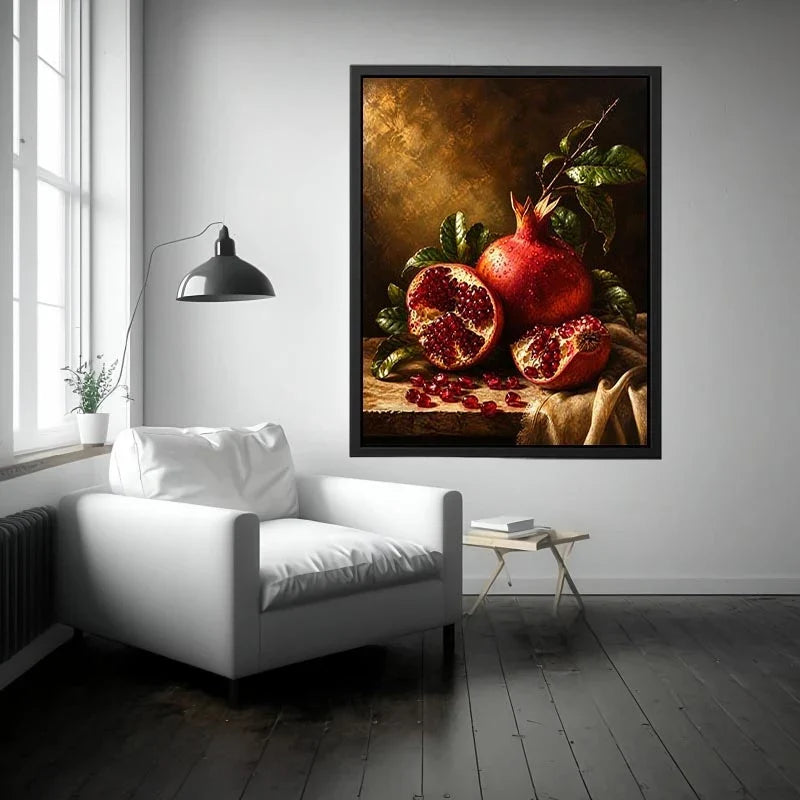 Dramatic still life with pomegranates