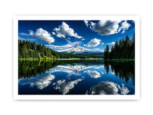 Snowy mountain lake reflection