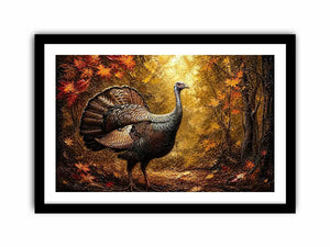 Autumn turkey in a golden forest