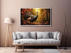 Autumn turkey in a golden forest