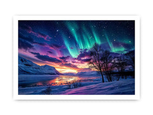 Aurora over a frozen fjord
