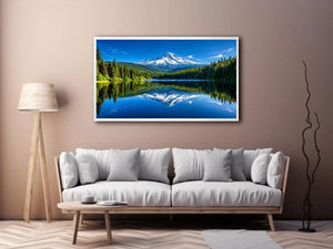 Mountain reflection in still lake